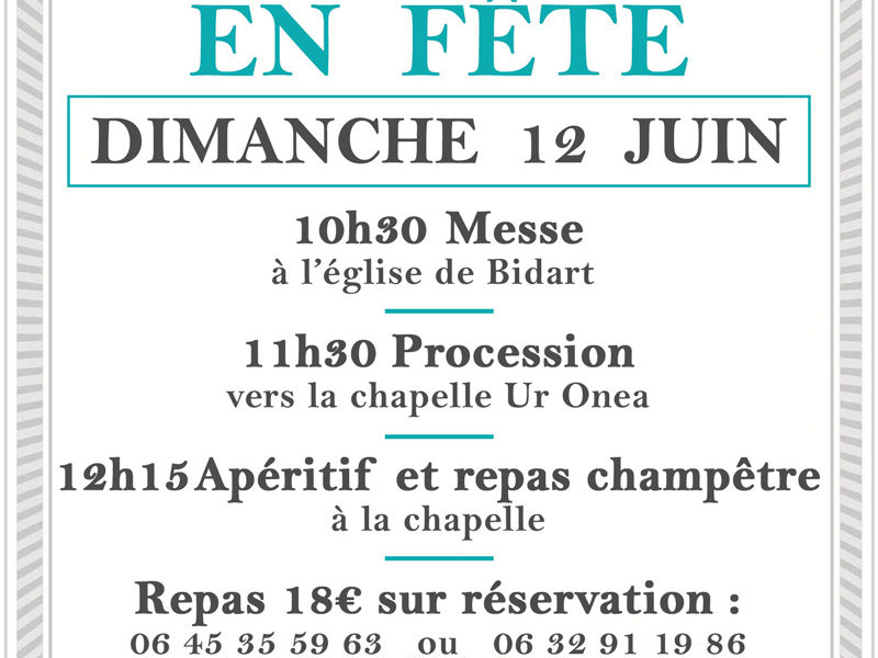 DIMANCHE 12 JUIN – PROCESSION DE NOTRE DAME D’UR ONEA // UR ONEA EN FETE