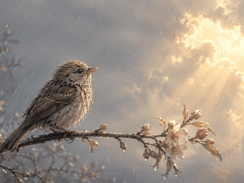 Comme le petit oiseau, attendre le Soleil
